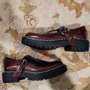 Circus NY by Sam Edelman Emelia Burgundy Patent Mary Jane Loafers Size 8